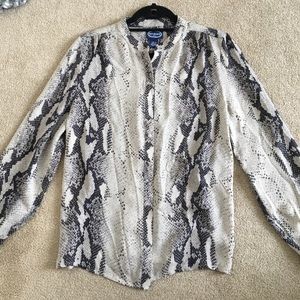 Scoop NYC Mandarin Collar Silk Shirt